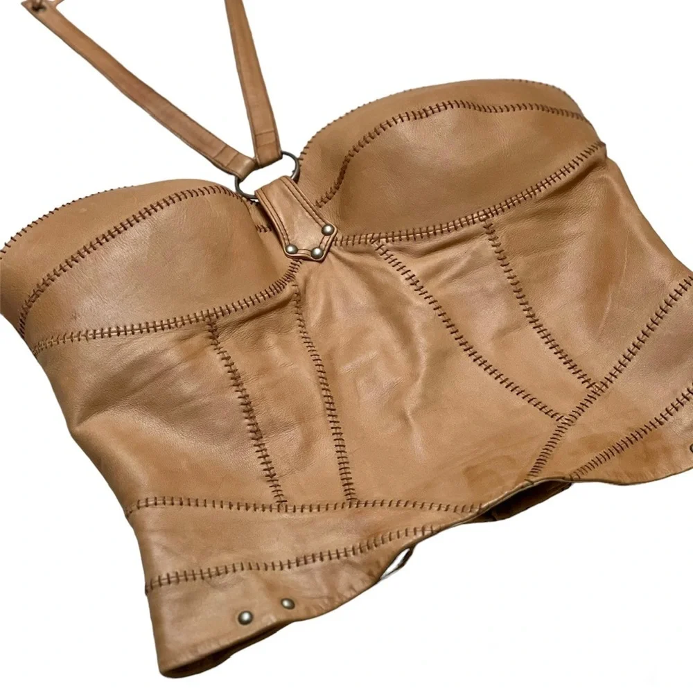 Harley Davidson Leather Halter Top - Picture 2 of 9